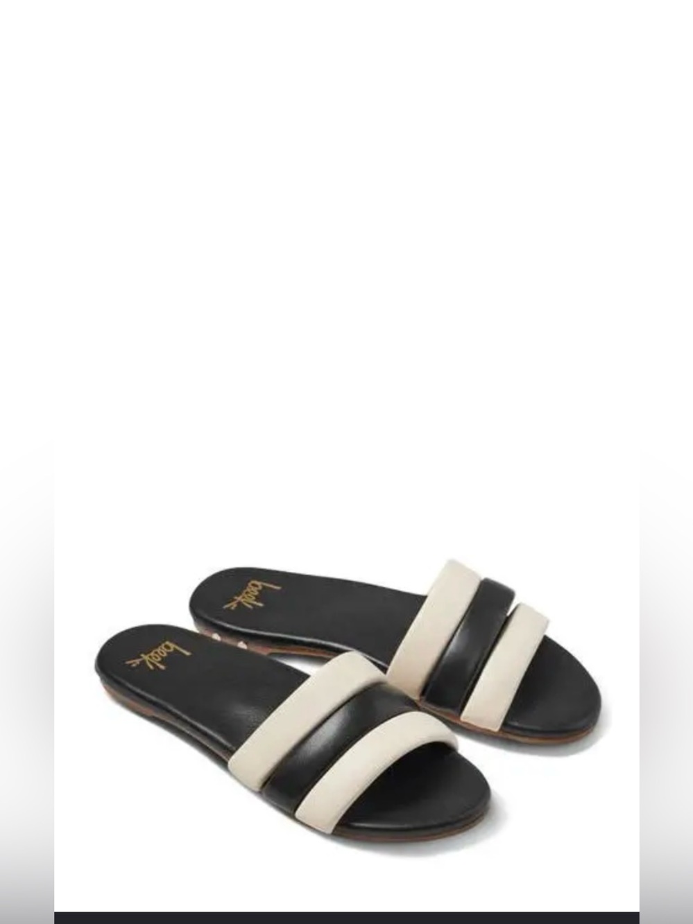 Beek NWOT Martin black & white leather slides size 11